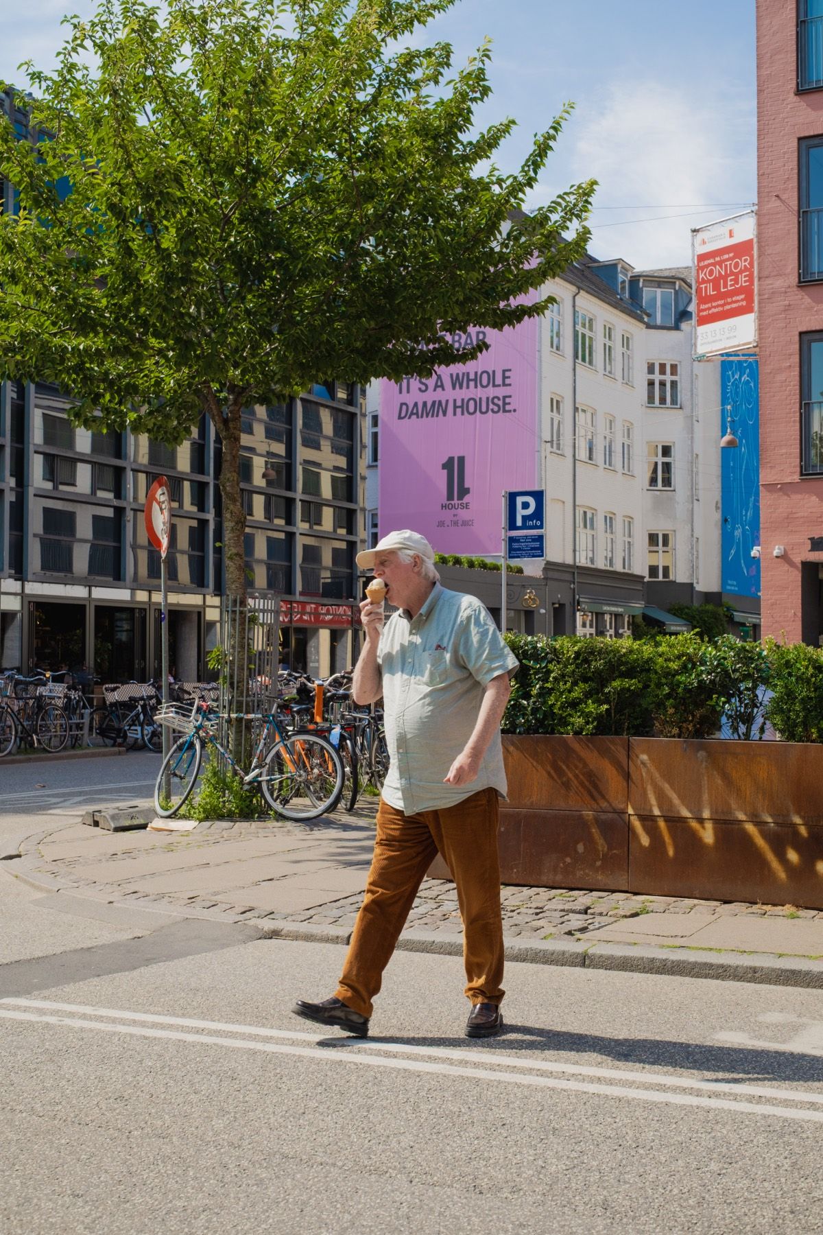 A candid moment on a colorful street